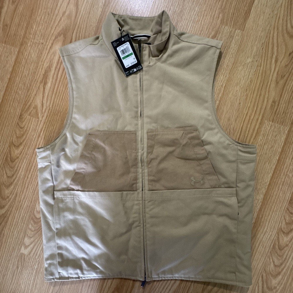 Under Armour Storm Expanse Utility Zip Vest Tan Khaki Men Sz L 6000881-234 $150